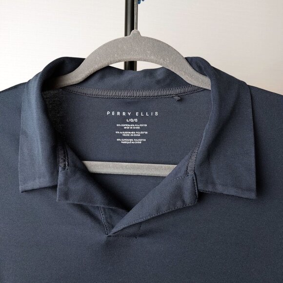 Perry Ellis Johnny Collar Polo Shirt Slate Blue Size L - Picture 2 of 5